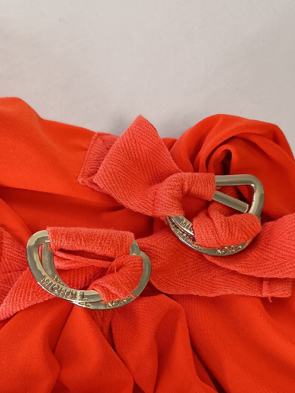 MICHAEL Michael Kors Women's Size XL Blouse roll-tab sleeves Gold Orange Summer - Picture 10 of 12